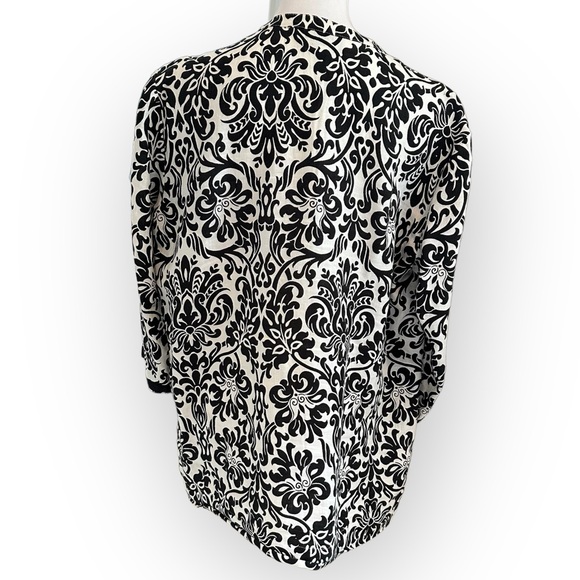 Jones New York Women's Black White Linen Tunic Top Blouse Large - Picture 3 of 4